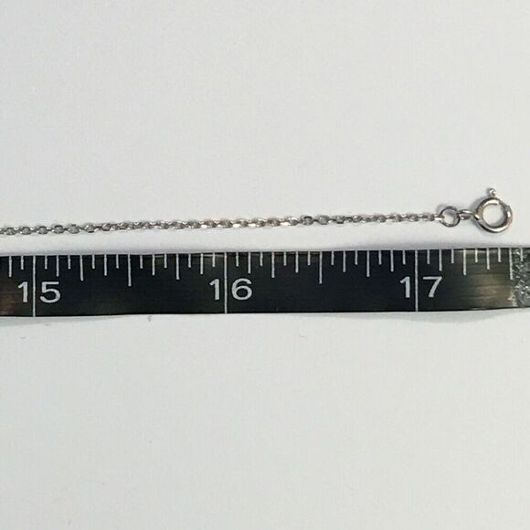Sterling Silver Necklace Cubic Zirconia CZ 6mm Charm 17.5in Chain - Picture 5 of 16